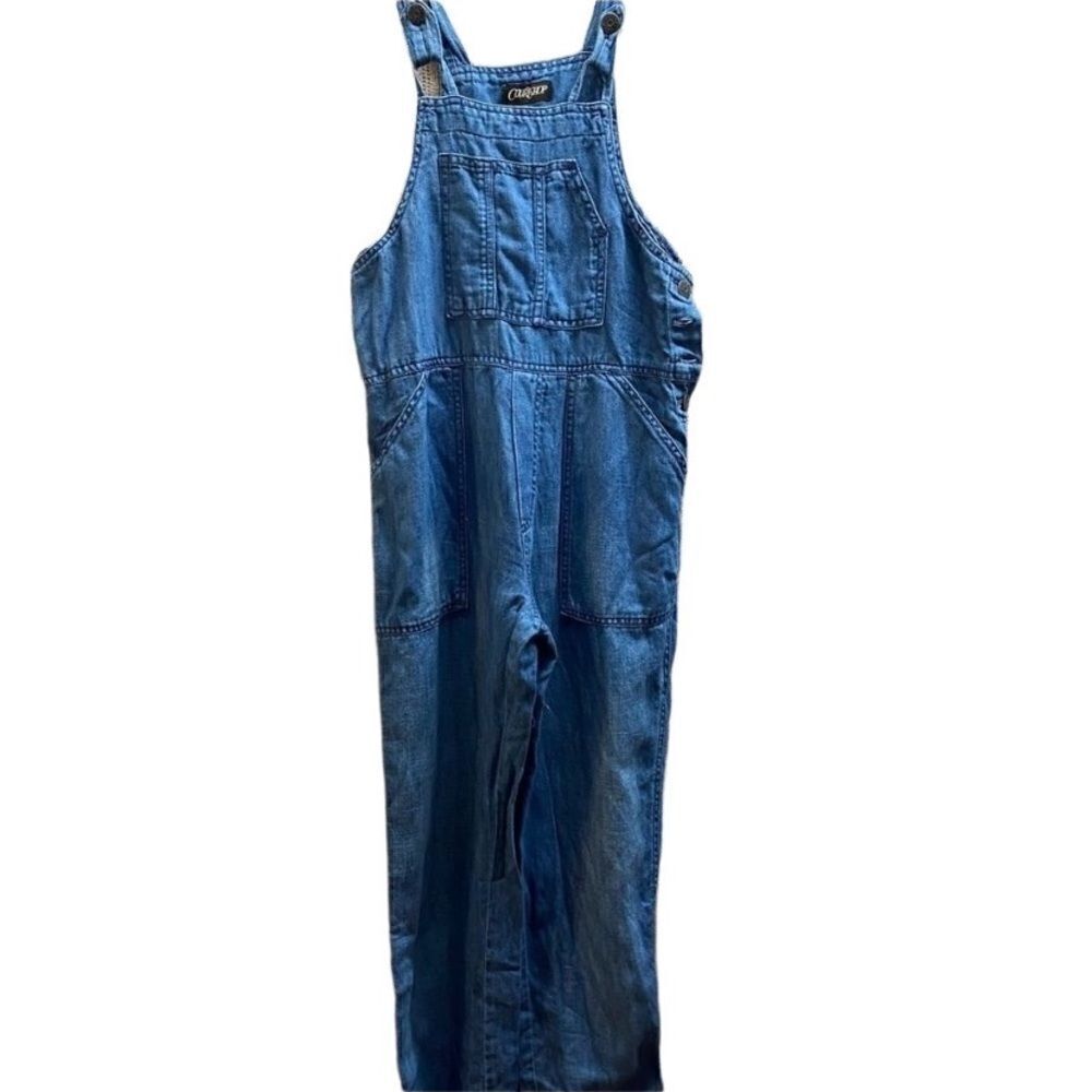 Women’s court shop denim overalls front and back pockets TIE back
